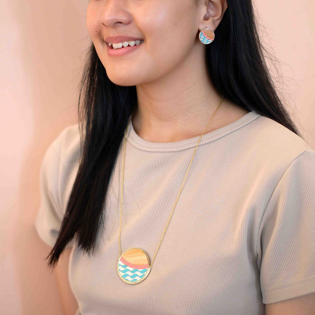 Island Recycled Wood Gold Necklace