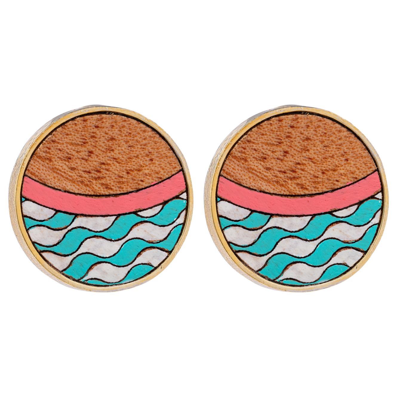 Island Recycled Wood Gold Earrings