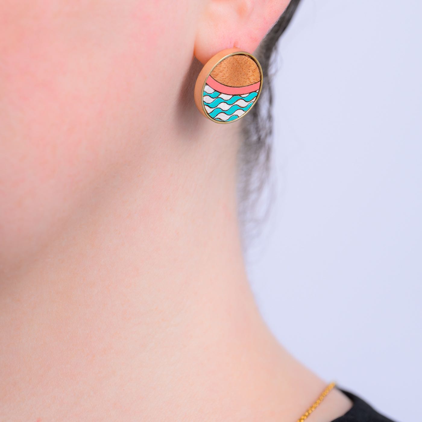 Island Recycled Wood Gold Earrings