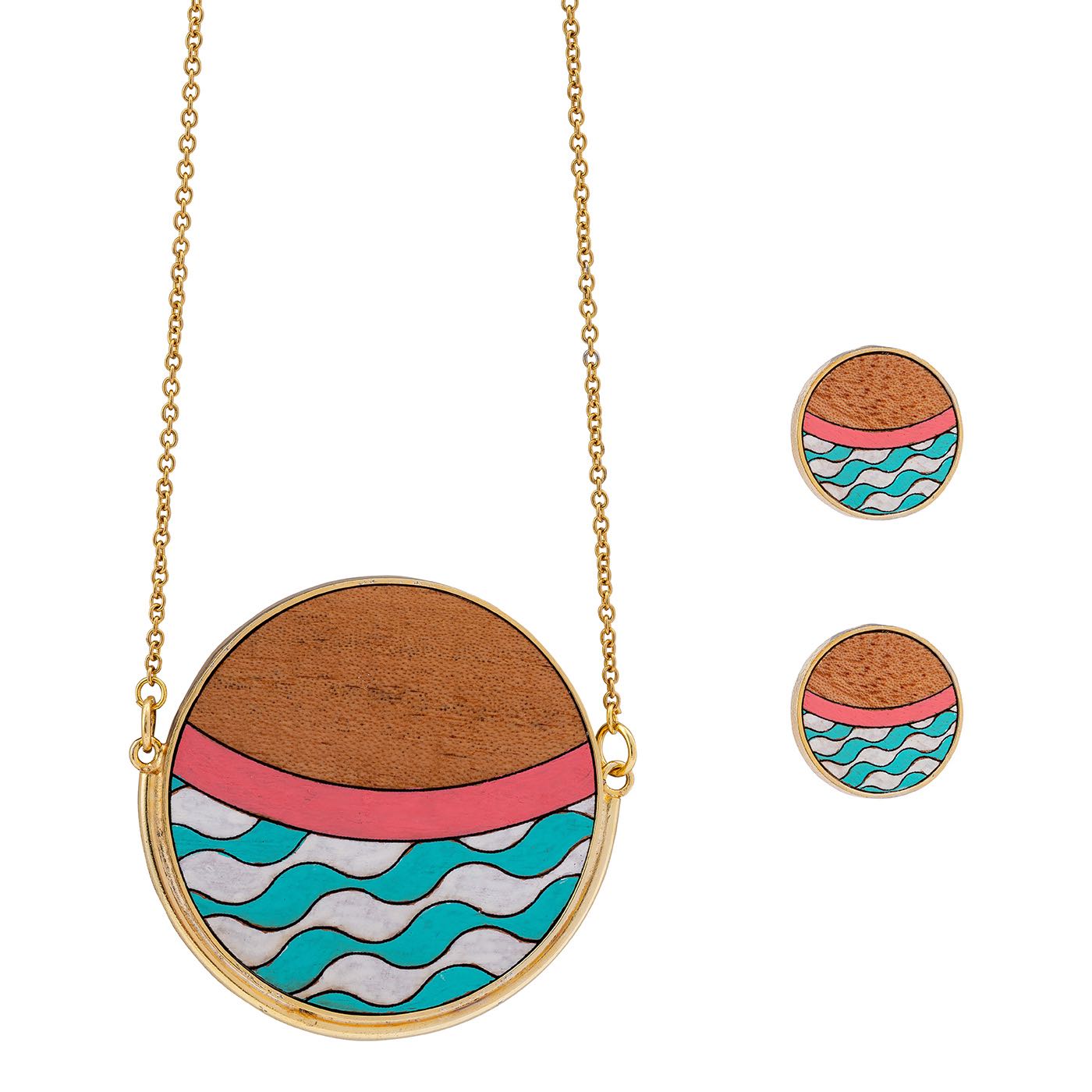 Island Recycled Wood Gold Earrings