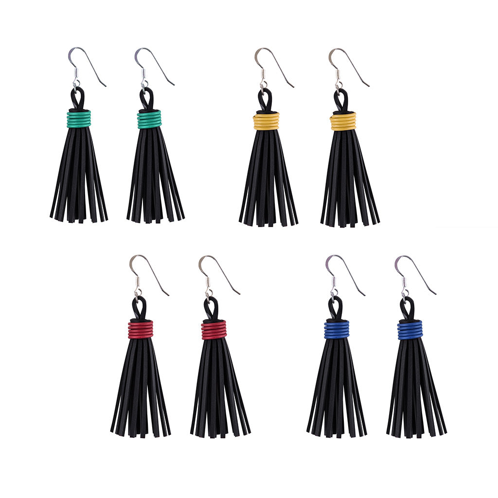 Asante Recycled Rubber Tassel Earrings