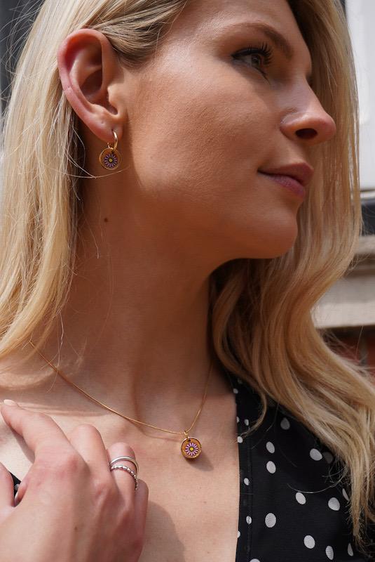 Aster Flower Recycled Wooden Necklace