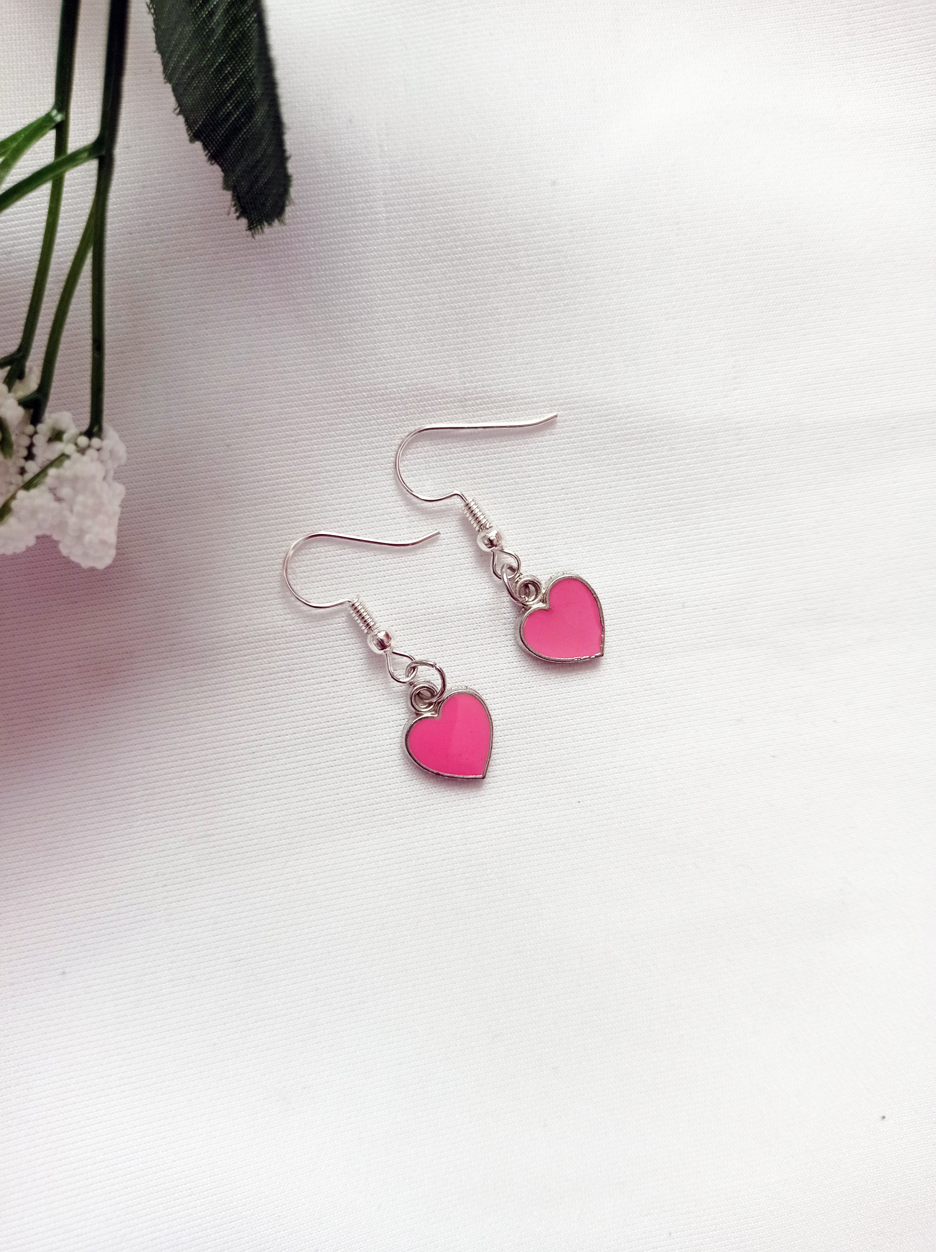 Rose Pink Hearts Earrings, Playing Cards inspired Queen of Hearts | by lovedbynlanla