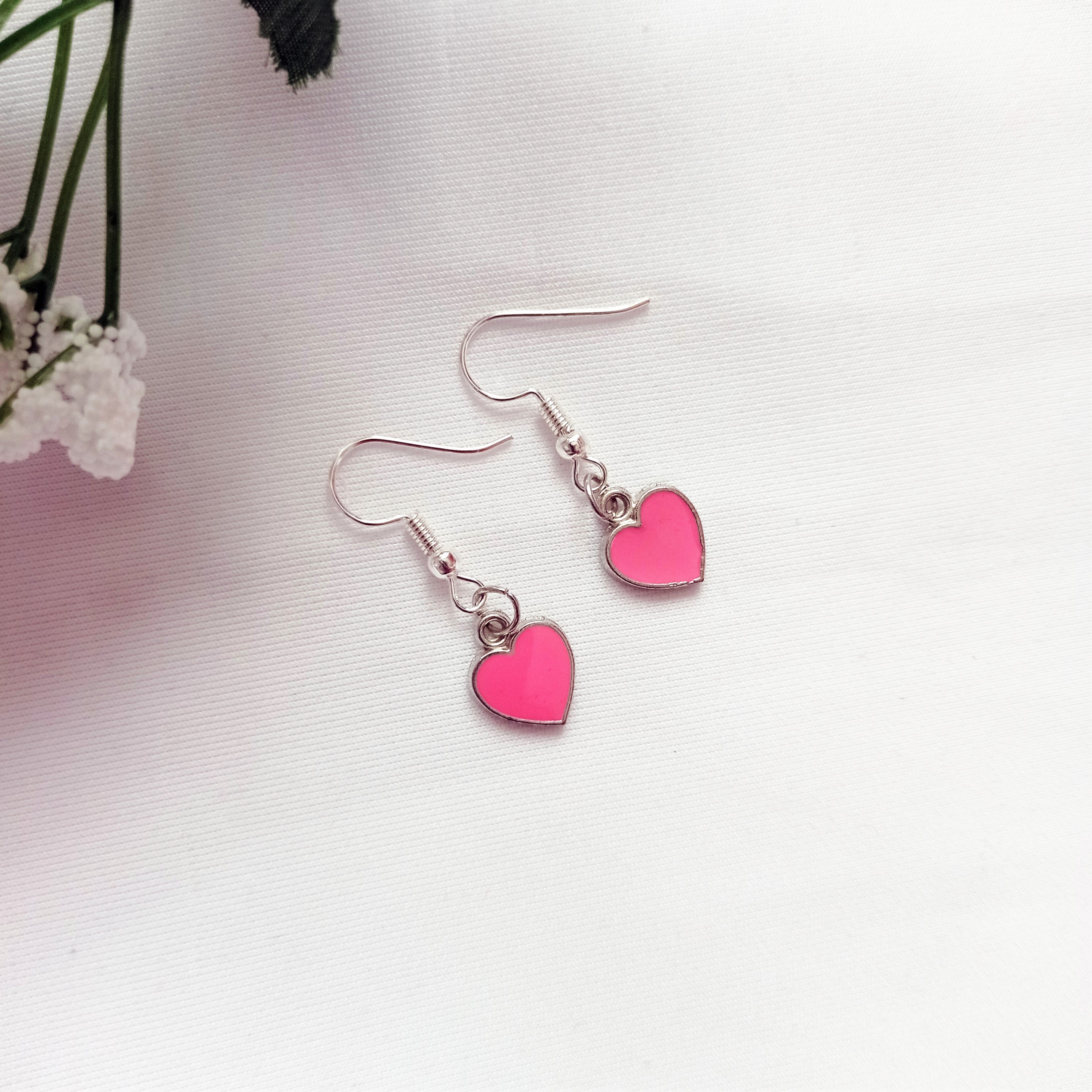 Rose Pink Hearts Earrings, Playing Cards inspired Queen of Hearts | by lovedbynlanla