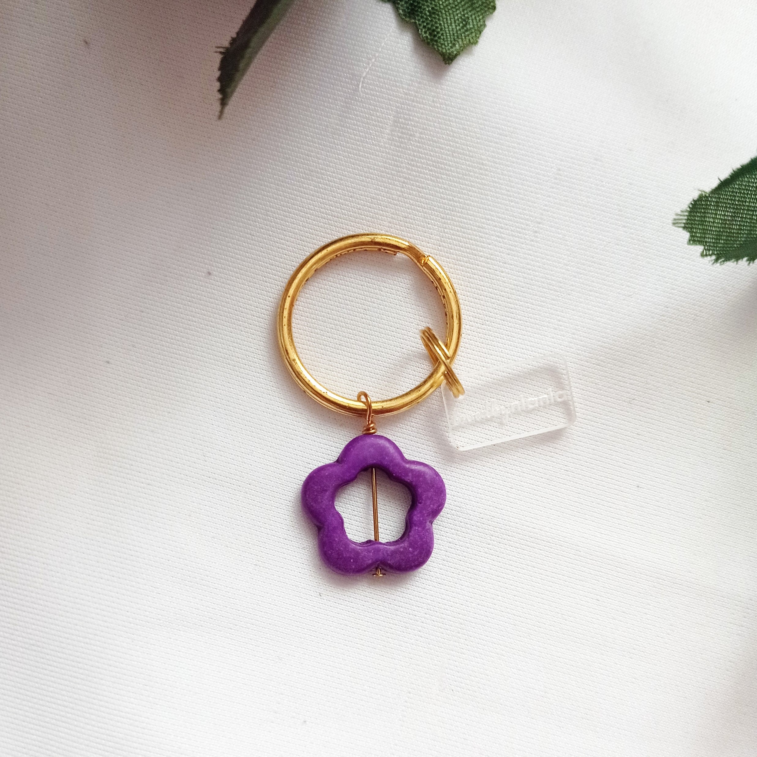 Purple Flower Key Chain, Floral Keychain, Vibrant Key Accessory, Nature-Inspired Keyring | by lovedbynlanla