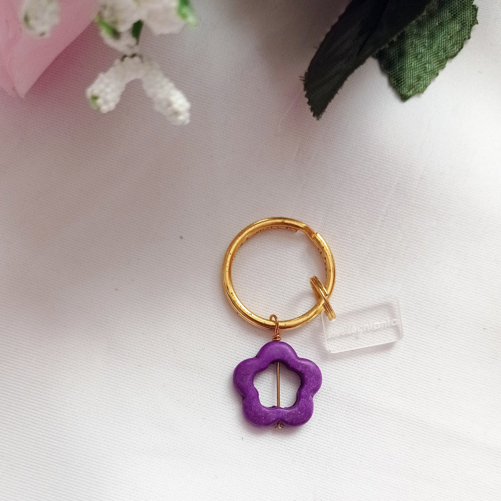 Purple Flower Key Chain, Floral Keychain, Vibrant Key Accessory, Nature-Inspired Keyring | by lovedbynlanla
